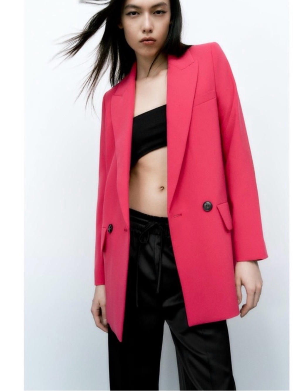 Women's Hot Pink Oversized Blazer Jacket